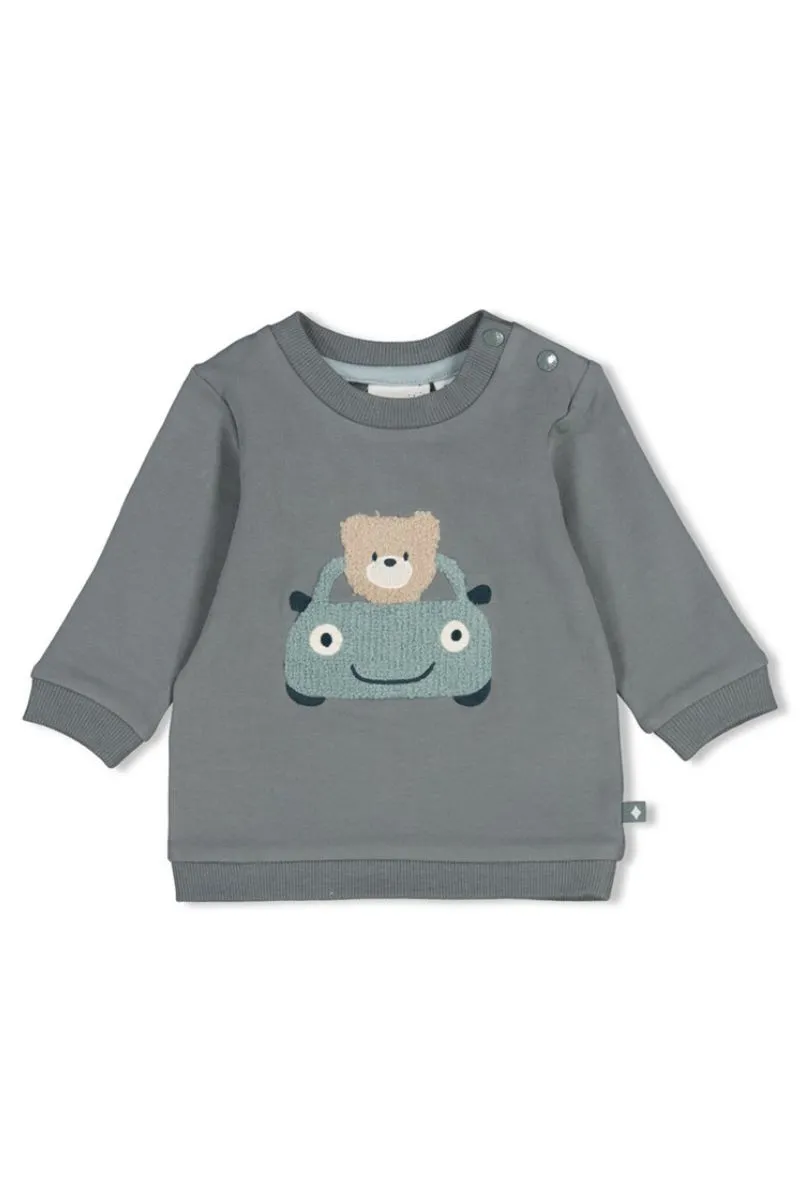 Feetje Sweater Beep Beep zeegroen, kindertrui